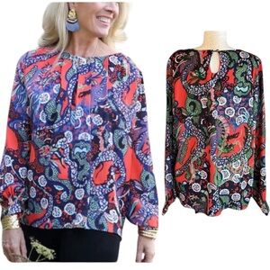 LN CK Bradley Cheshire Blouse in Dragon Black -L